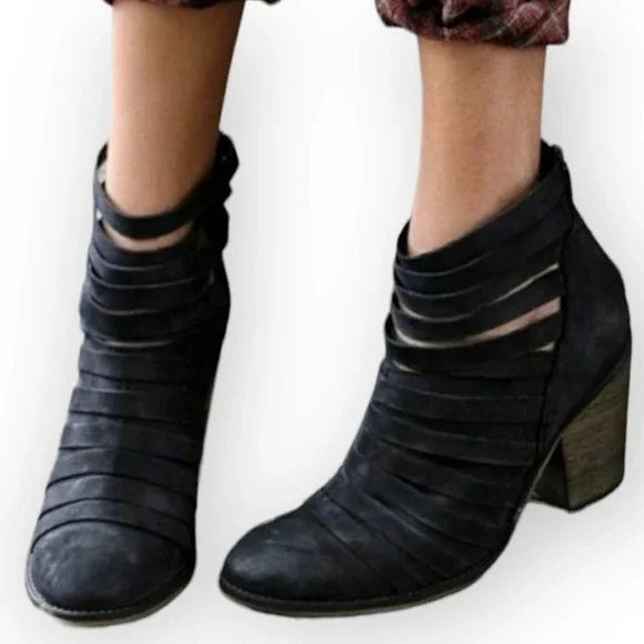 Free People Black Hybrid Strappy Bootie Size eu 41 US 8.5 - Picture 2 of 8